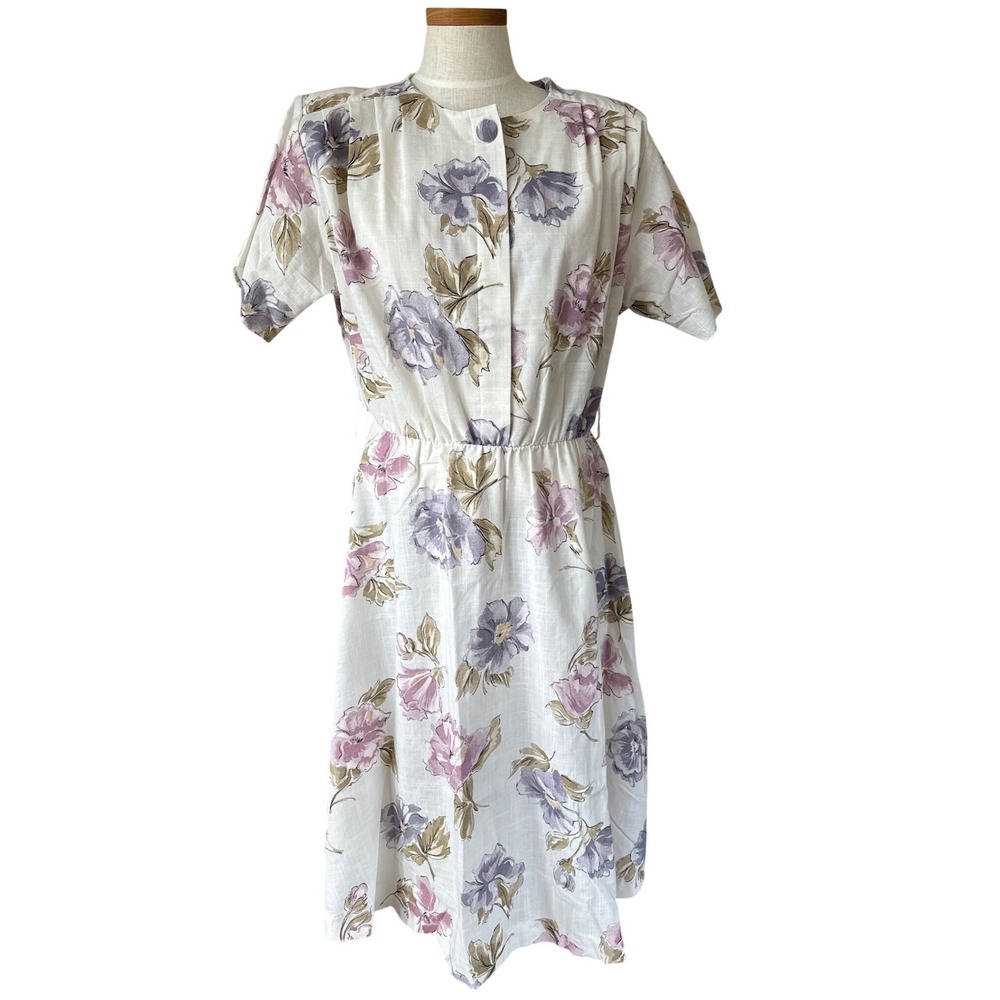 Vtg Stuart Alan Floral Dress Made USA Garden 80s Cottagecore Secretary Size 16